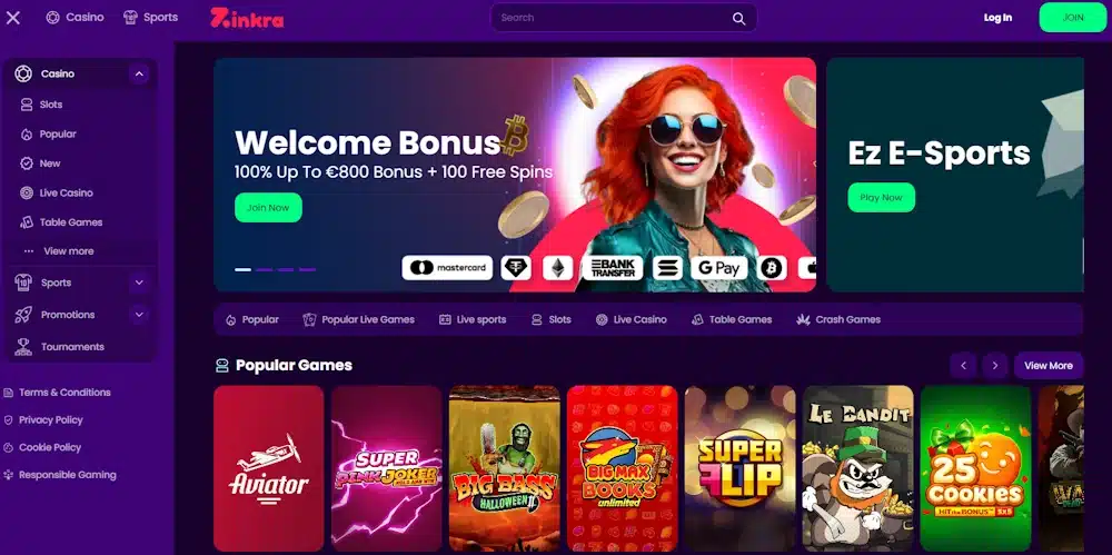 Zinkra Casino Review - Starscream Casinos