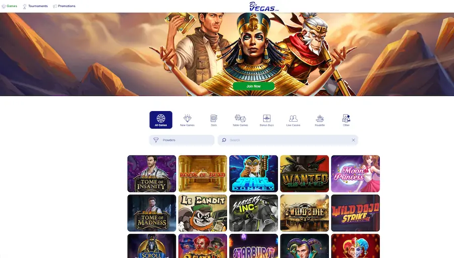 BluVegas Casino Game Page